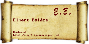Elbert Balázs névjegykártya